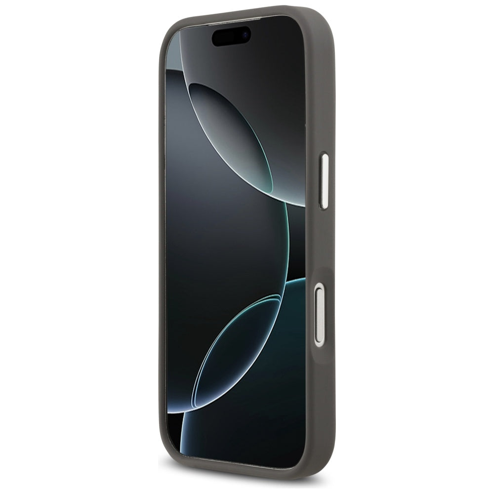 Hülle für Apple iPhone 17 Pro, Karl Lagerfeld, Grained Karl & Choupette's Heads Pins and Logo, Grau