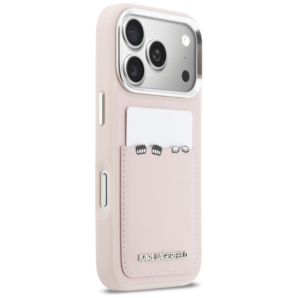 Hülle für Apple iPhone 17 Pro, Karl Lagerfeld, Karl & Choupette Print mit Tasche, Rosa