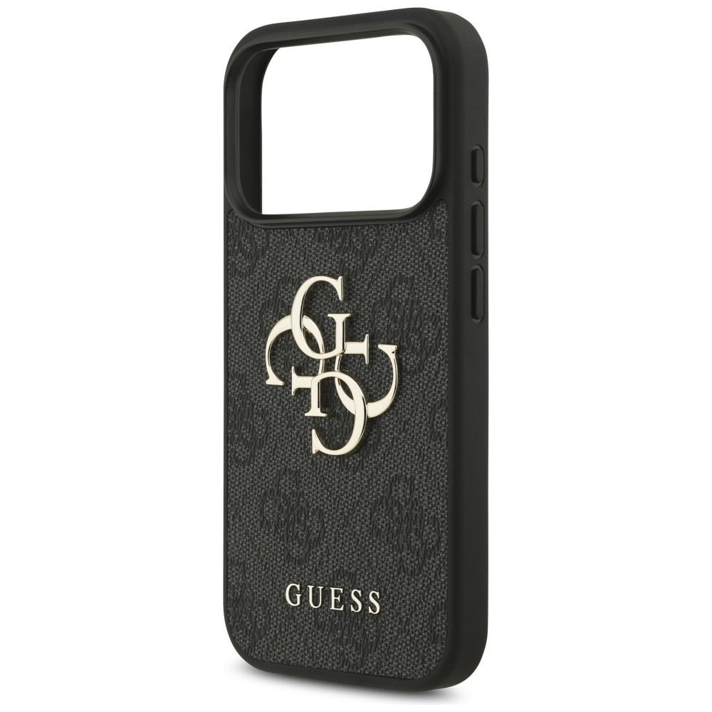 Hülle für Apple iPhone 17 Pro Max, Guess, 4G Classic Logo mit Trageriemen, Schwarz