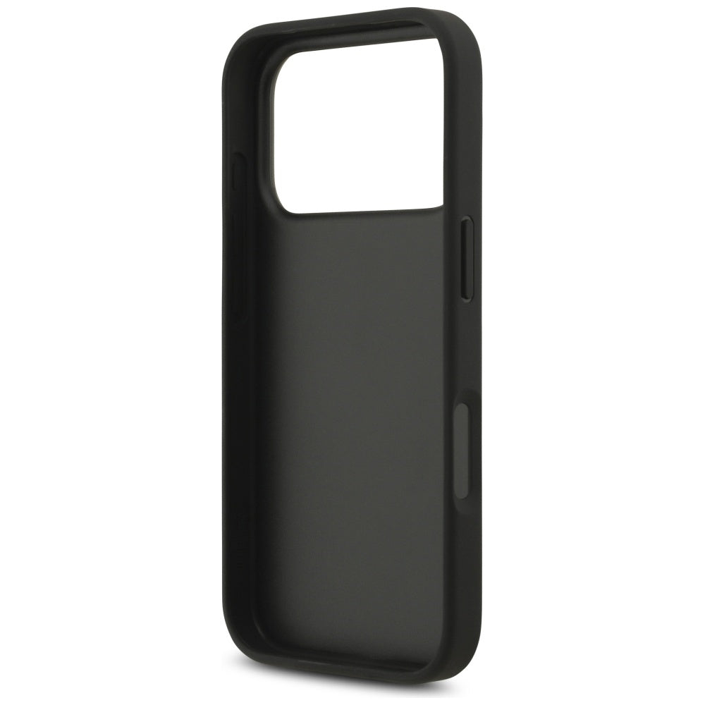Hülle für Apple iPhone 17 Pro Max, Guess, 4G Classic Logo mit Trageriemen, Schwarz