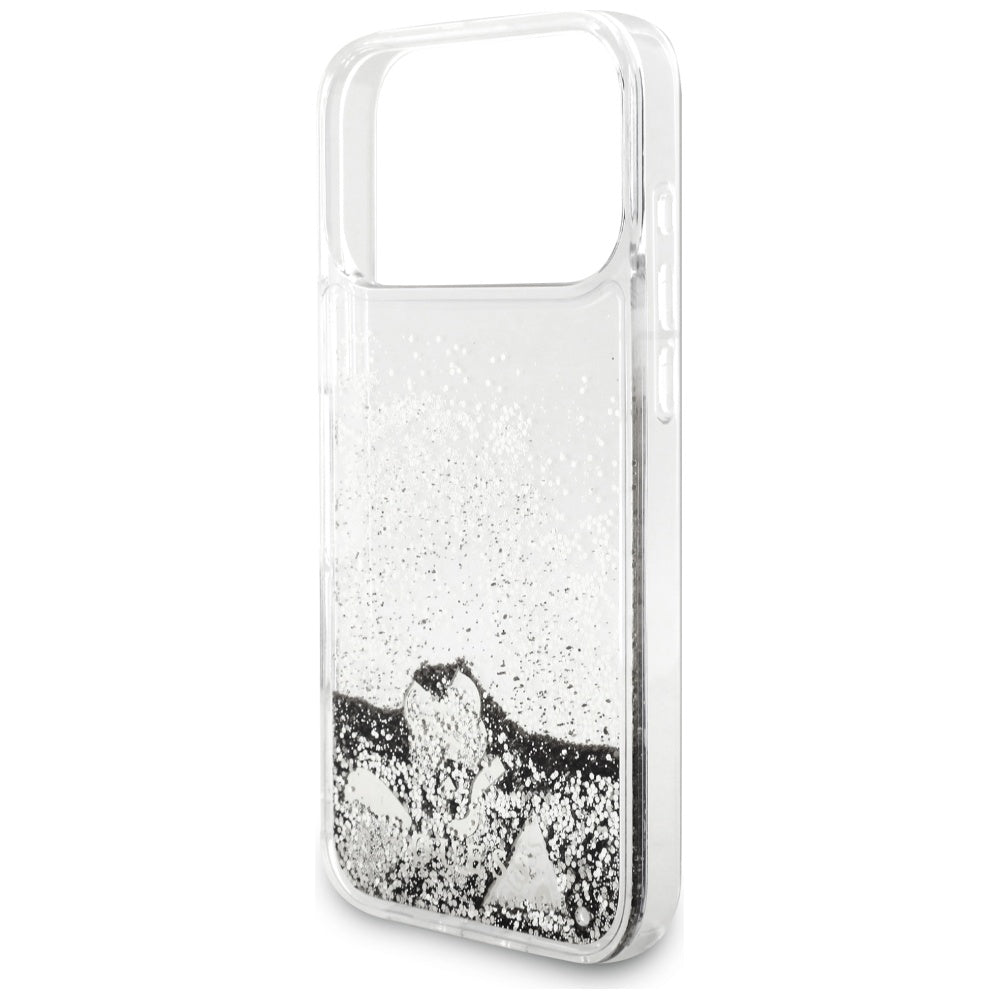 Hülle für Apple iPhone 17 Pro Max, Guess, Liquid Glitter Charms, Silbern