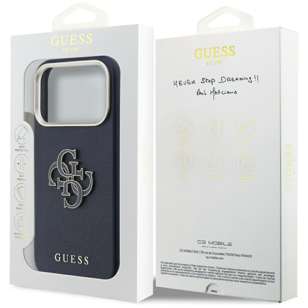 Hülle für Apple iPhone 17 Pro Max, Guess, Resin Logo, Blau