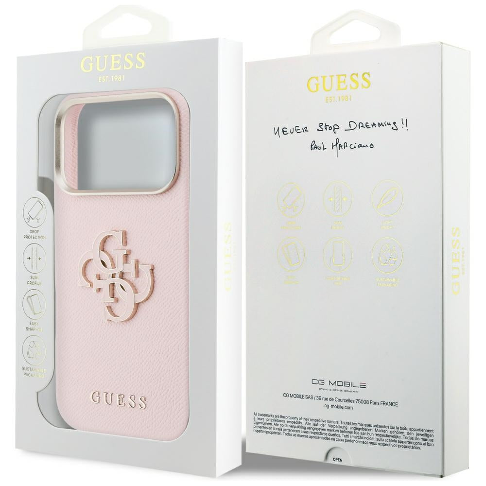 Hülle für Apple iPhone 17 Pro, Guess, Resin Logo, Rosa