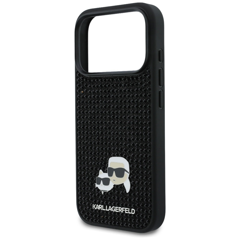 Hülle für Apple iPhone 17 Pro Max, Karl Lagerfeld, Rhinestone Karl & Choupette Pins, Schwarz