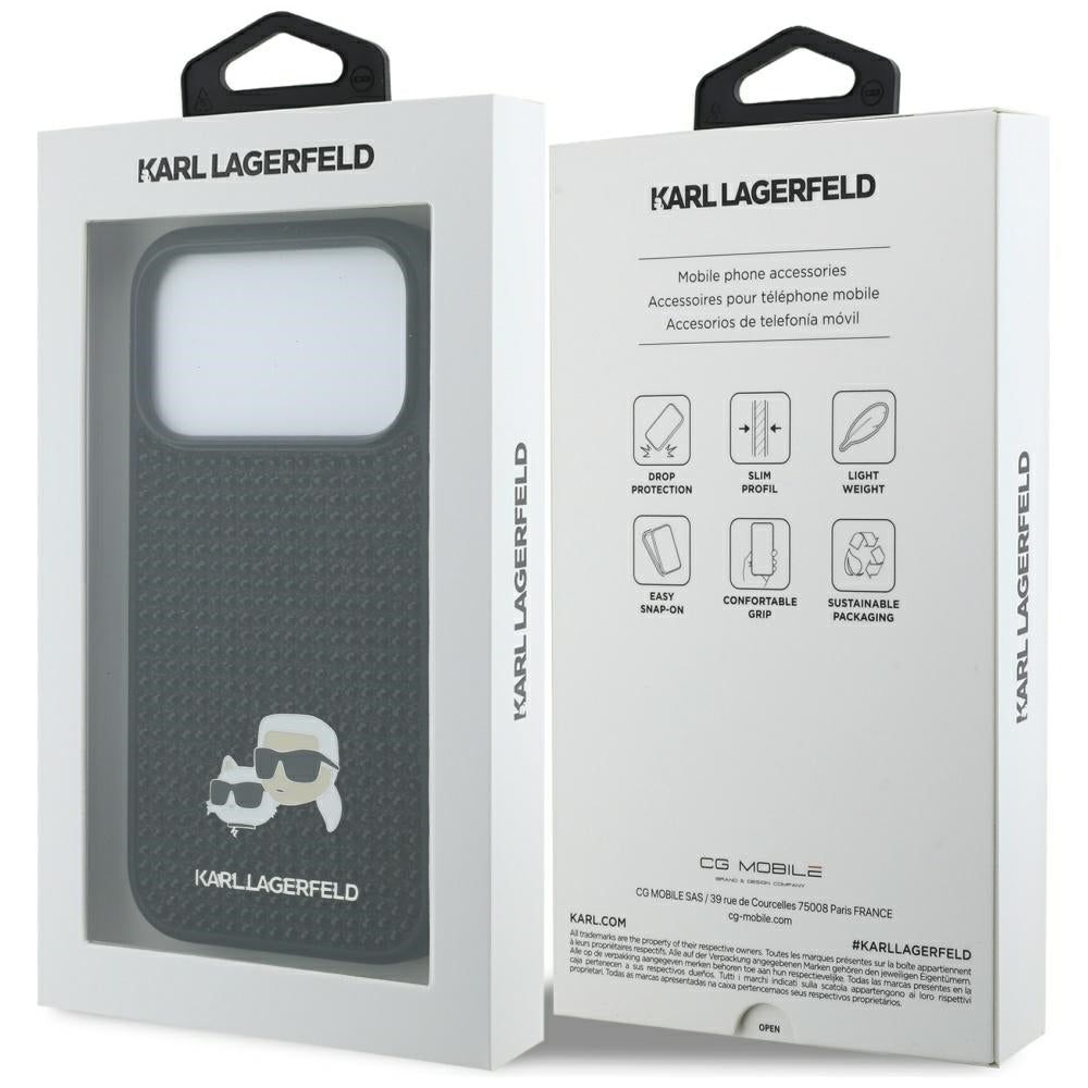 Hülle für Apple iPhone 17 Pro Max, Karl Lagerfeld, Rhinestone Karl & Choupette Pins, Schwarz