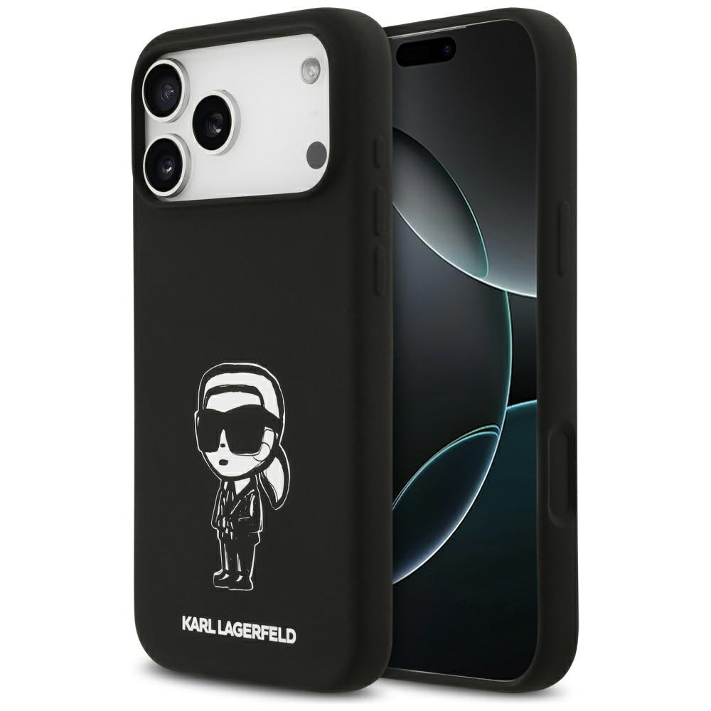 Hülle für Apple iPhone 17 Pro Max, Karl Lagerfeld, Sketch und Logo Karl, Schwarz