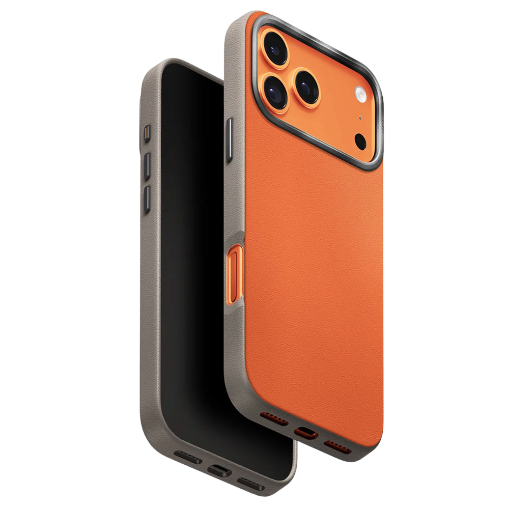 Hülle für Apple iPhone 17 Pro, UNIQ, Lyden Leatherette, Beige Orange