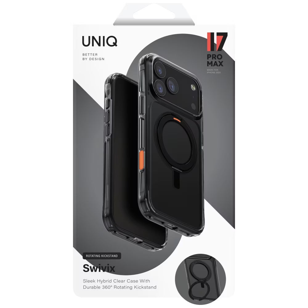 Hülle für Apple iPhone 17 Pro, UNIQ, Swivix, Schwarz