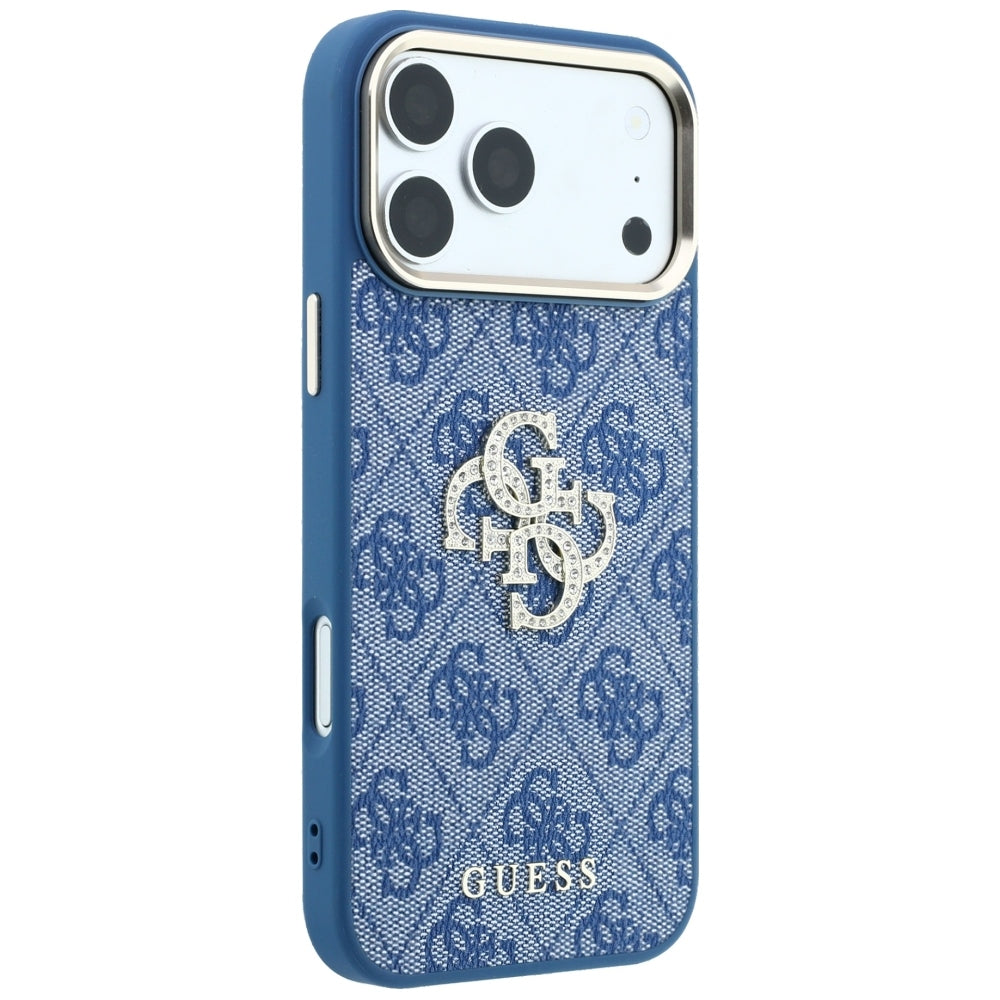 Hülle für Apple iPhone 18 Pro / 17 Pro, Guess, 4G Big Strass Logo, Blau