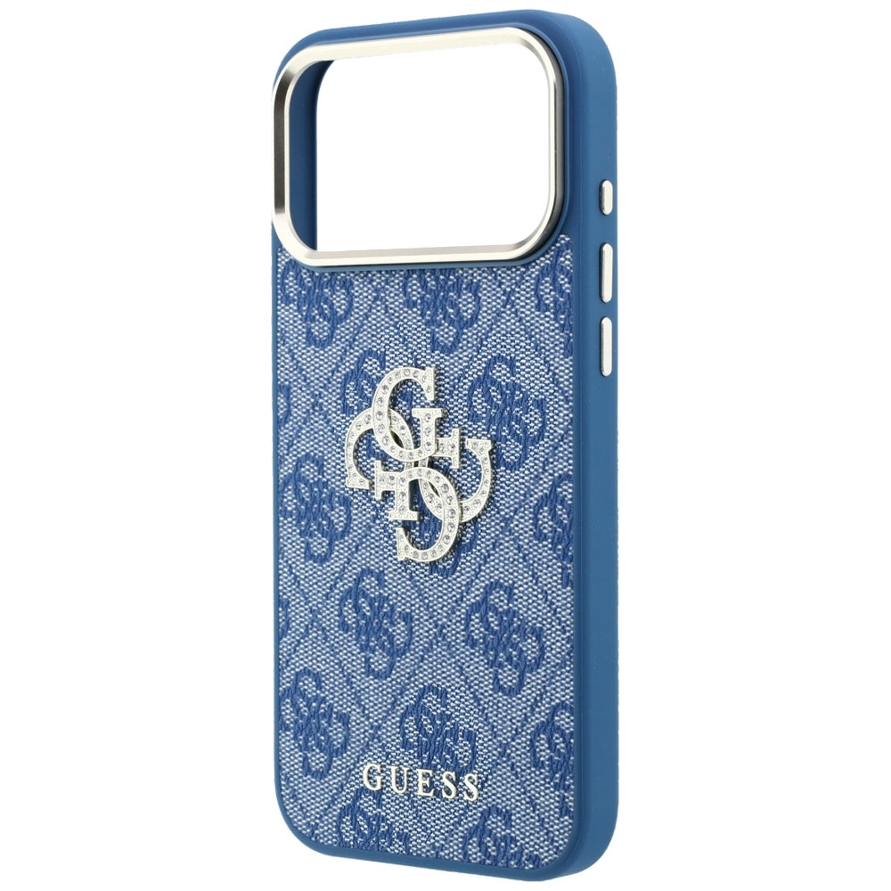 Hülle für Apple iPhone 18 Pro / 17 Pro, Guess, 4G Big Strass Logo, Blau
