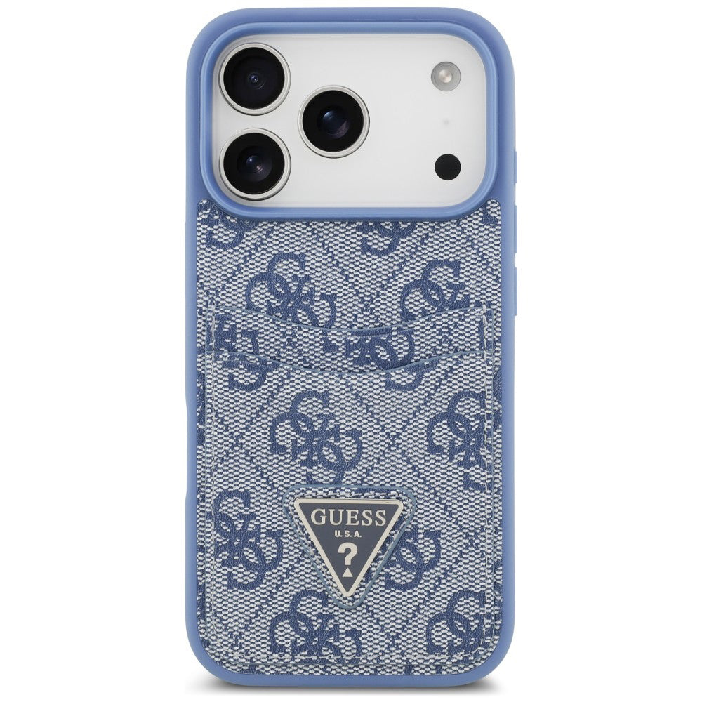 Hülle für Apple iPhone 18 Pro / 17 Pro, Guess, 4G Double Card Triangle, Blau