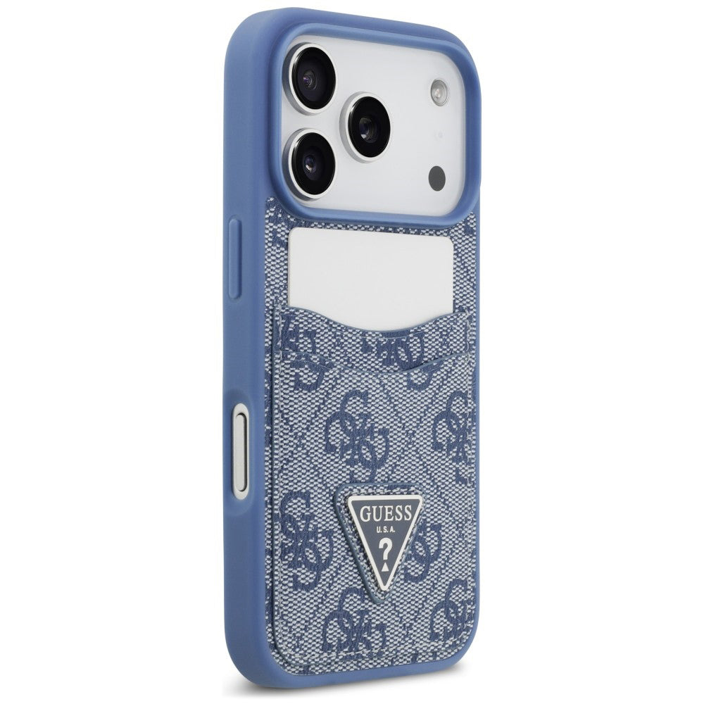 Hülle für Apple iPhone 18 Pro / 17 Pro, Guess, 4G Double Card Triangle, Blau