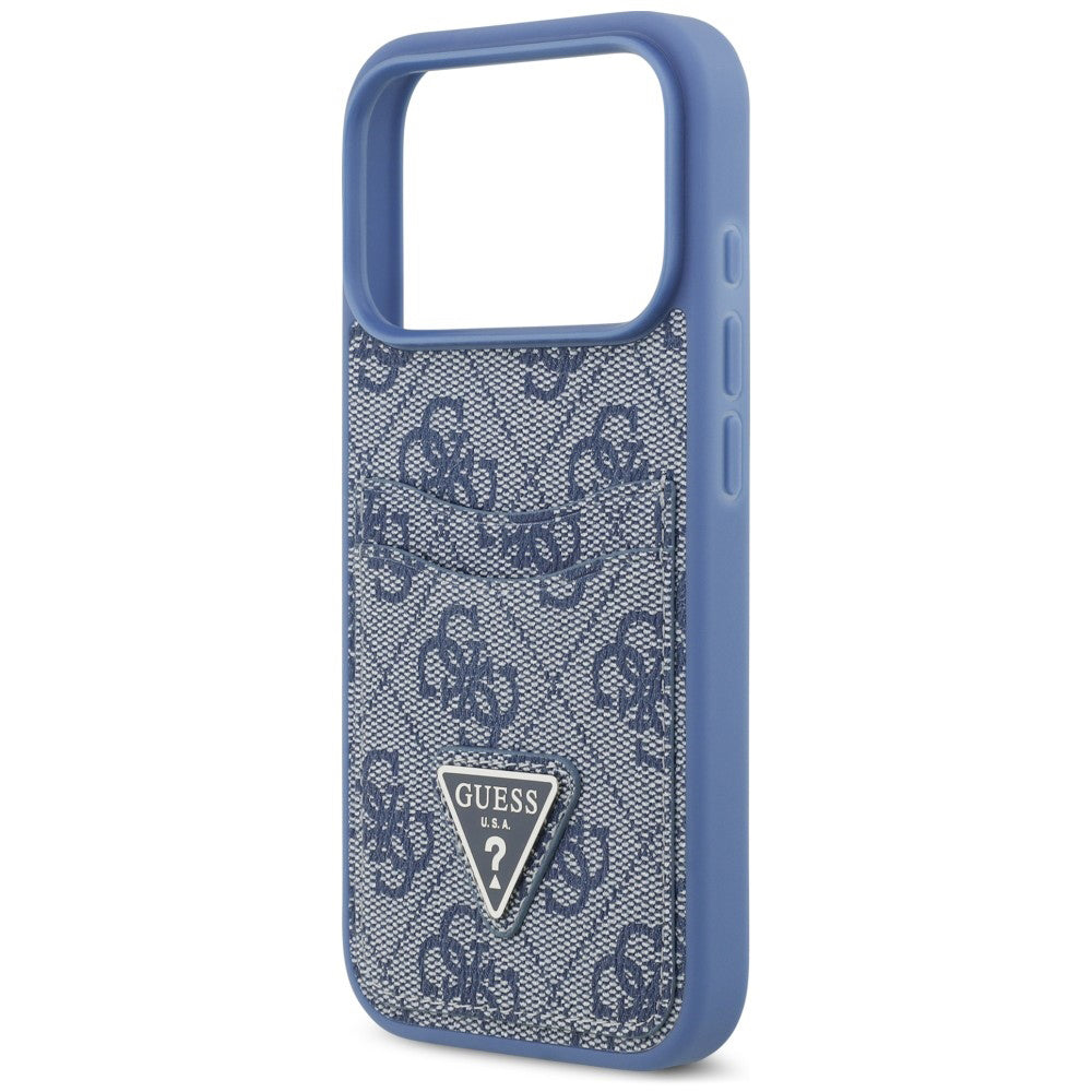 Hülle für Apple iPhone 18 Pro / 17 Pro, Guess, 4G Double Card Triangle, Blau