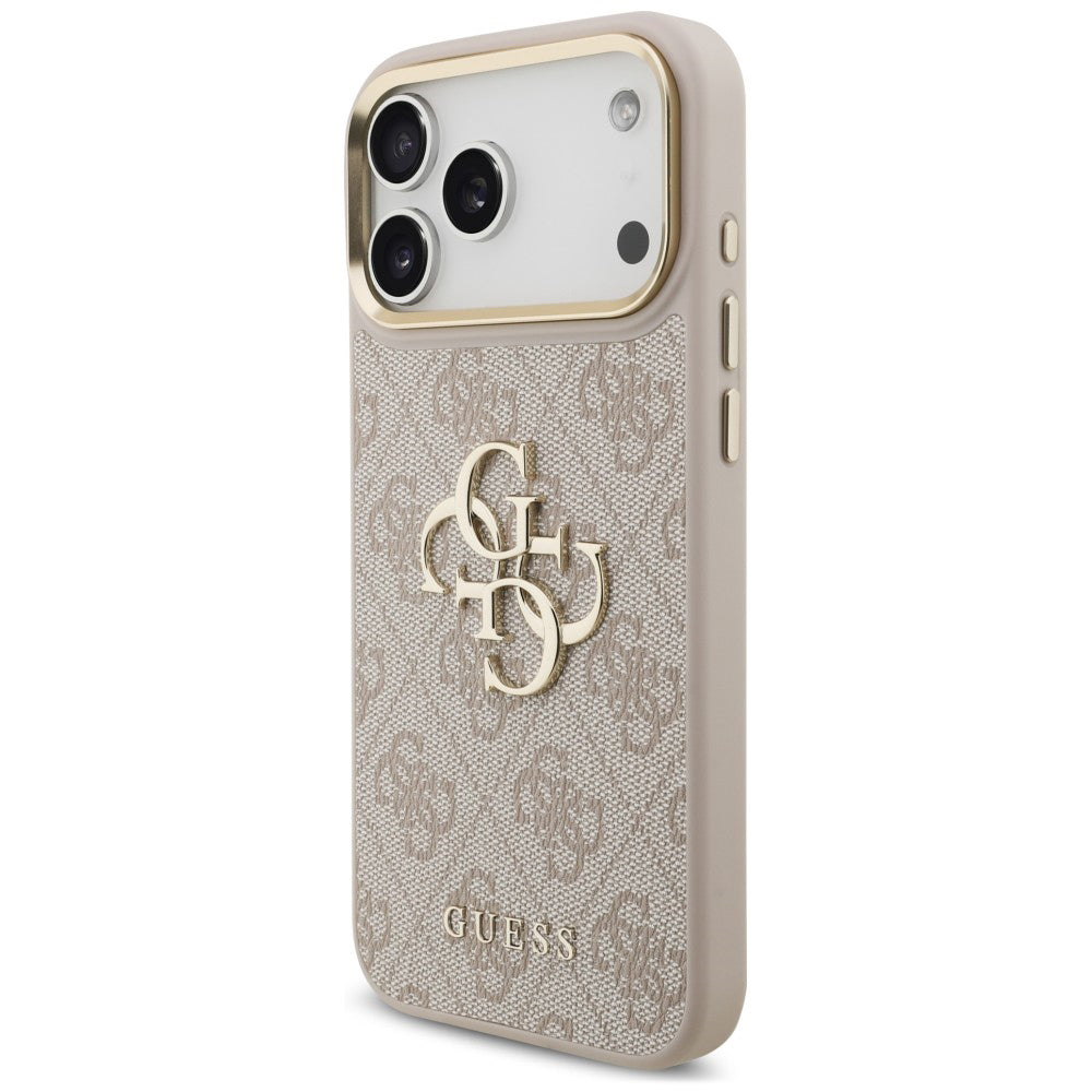 Hülle für Apple iPhone 18 Pro / 17 Pro, Guess, Big 4G Classic Logo & Big Strap Metal Buttons, Rosa