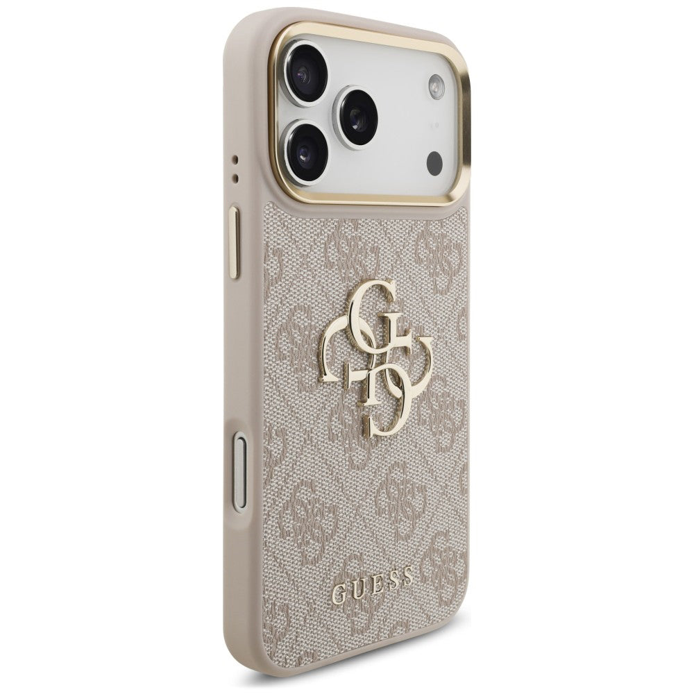 Hülle für Apple iPhone 18 Pro / 17 Pro, Guess, Big 4G Classic Logo & Big Strap Metal Buttons, Rosa