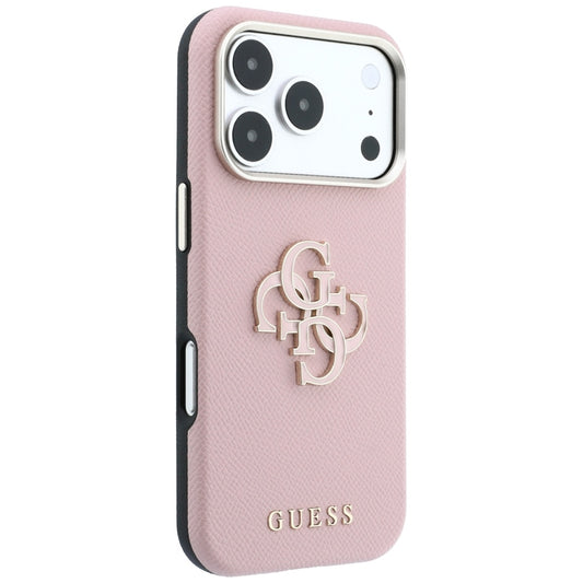 Case for Apple iPhone 18 Pro / 17 Pro, Guess, Grained Big Resin Logo, Pink