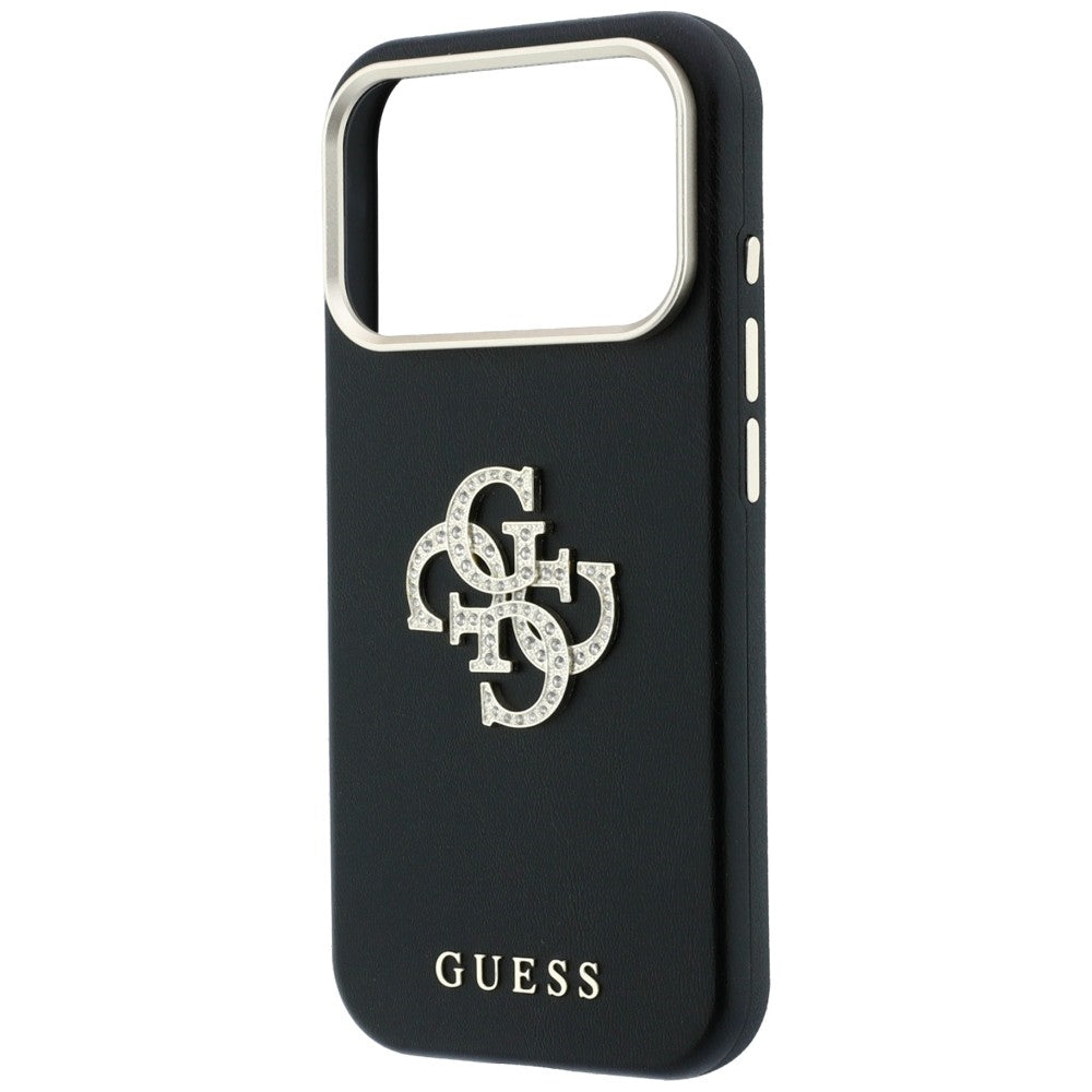 Hülle für Apple iPhone 18 Pro / 17 Pro, Guess, Glattes großes Strass-Logo, Weinrot