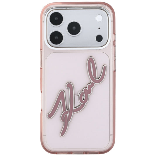 Hülle für Apple iPhone 18 Pro / 17 Pro, Karl Lagerfeld, IML Big Signature Resin Logo und Metallrahmen, Rosa