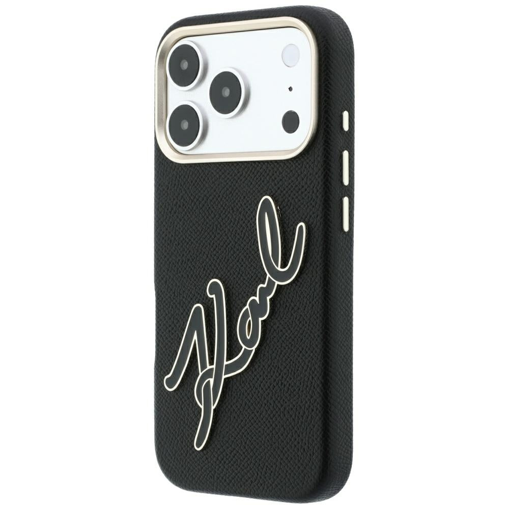 Case for Apple iPhone 18 Pro / 17 Pro, Karl Lagerfeld, Smooth Big Resin Signature Logo, Black
