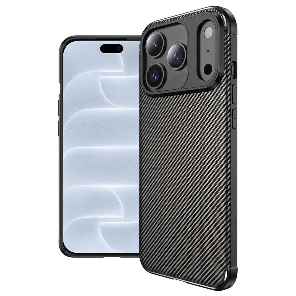 Hülle für Apple iPhone 18 Pro / 17 Pro, Techsuit, CarbonFiber, Schwarz