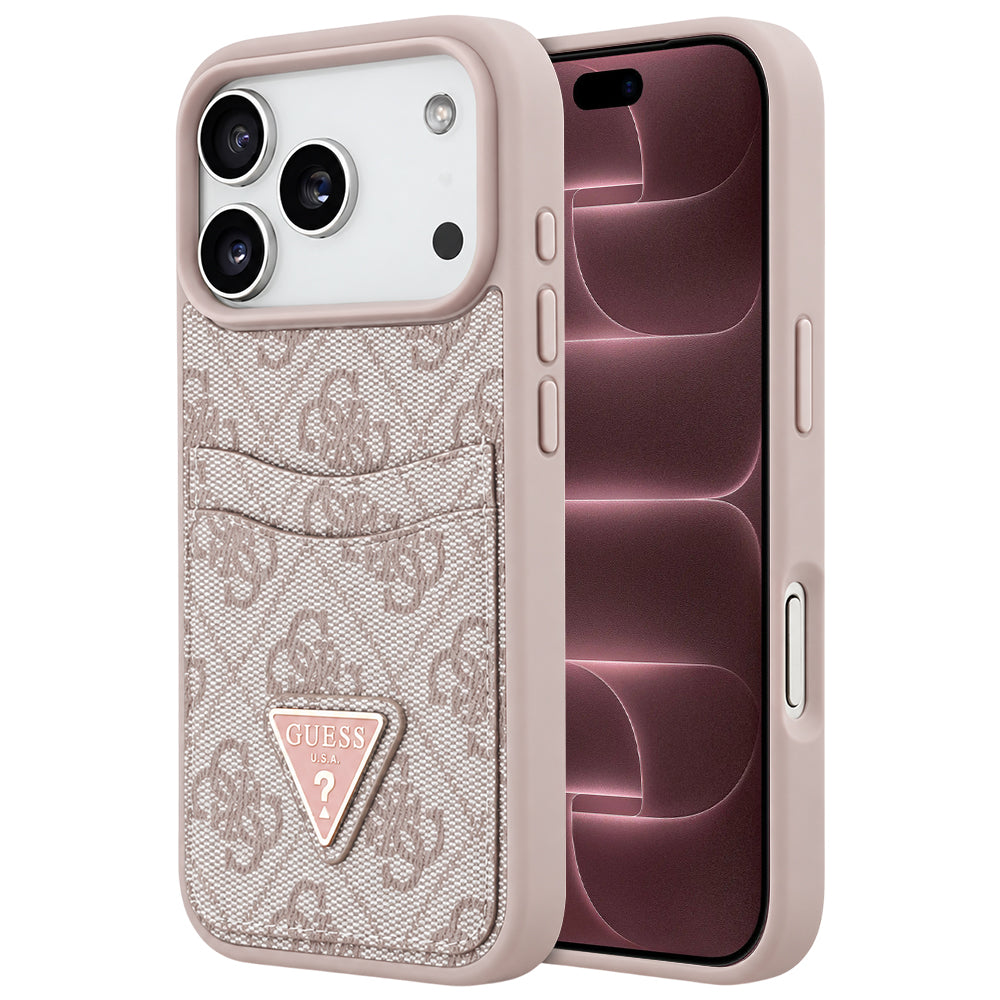 Hülle für Apple iPhone 18 Pro Max / 17 Pro Max, Guess, 4G Double Card Triangle, Rosa
