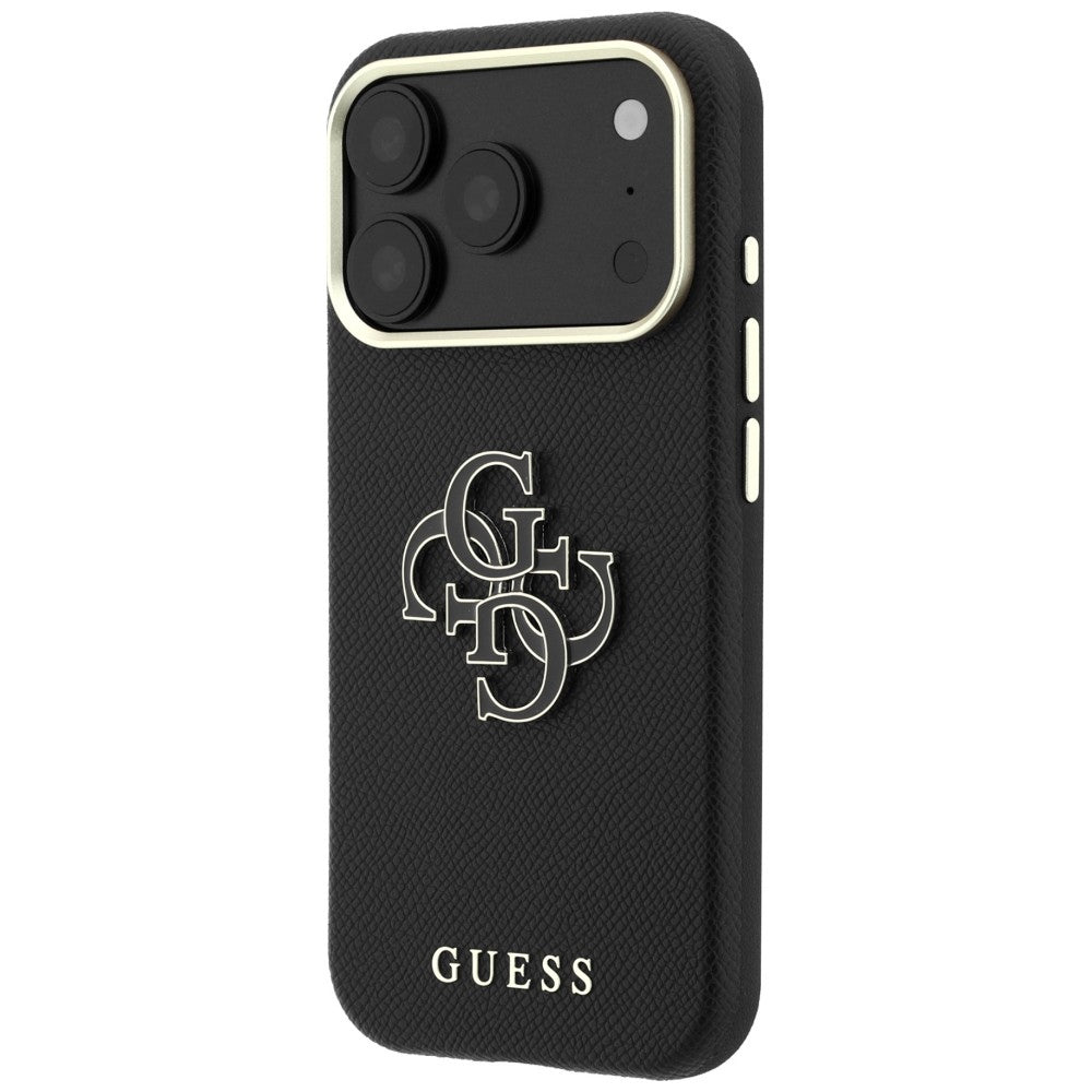 Hülle für Apple iPhone 18 Pro Max / 17 Pro Max, Guess, Geprägtes großes Harzlogo, Schwarz