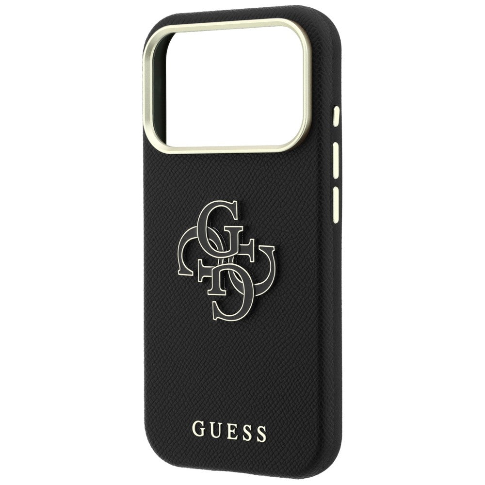 Hülle für Apple iPhone 18 Pro Max / 17 Pro Max, Guess, Geprägtes großes Harzlogo, Schwarz