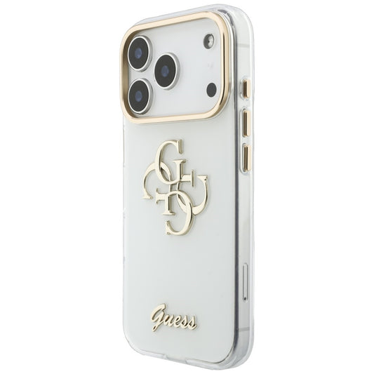 Hülle für Apple iPhone 18 Pro Max / 17 Pro Max, Guess, IML 4G Metal Script, Weiß