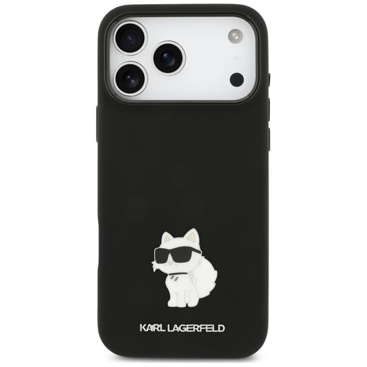 Hülle für Apple iPhone 18 Pro Max / 17 Pro Max, Karl Lagerfeld, Choupette Metal Pin, Schwarz