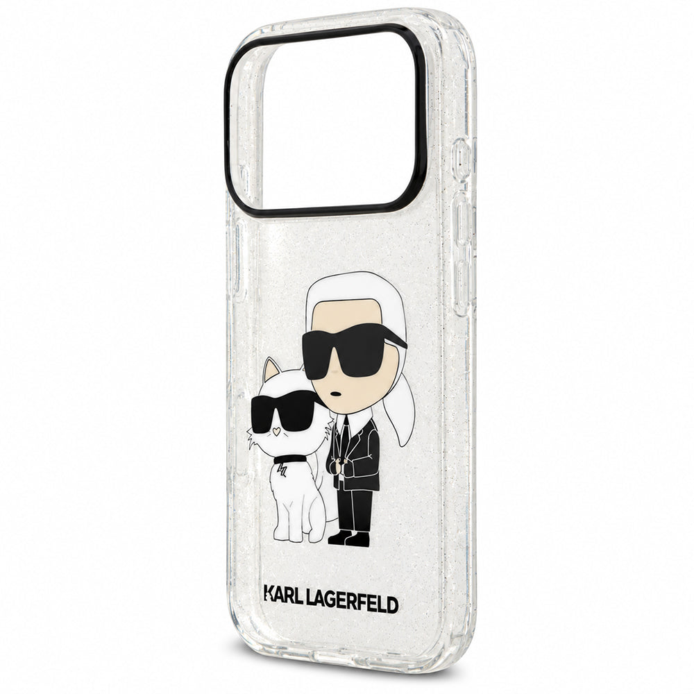 Hülle für Apple iPhone 18 Pro Max / 17 Pro Max, Karl Lagerfeld, IML Glitter Karl and Choupette NFT, transparent