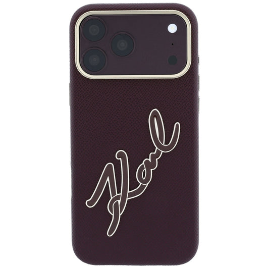 Hülle für Apple iPhone 18 Pro Max / 17 Pro Max, Karl Lagerfeld, glattes großes Harz-Signatur-Logo, Weinrot