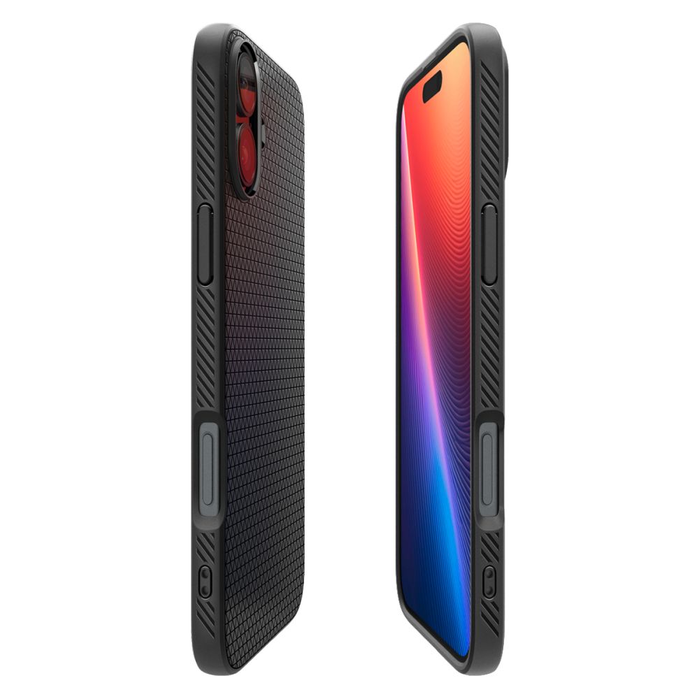 Hülle für Apple iPhone 16, Spigen, Liquid Air, Mattschwarz ACS08194