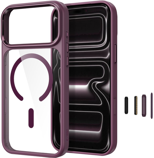Hülle für Apple iPhone 18 Pro / 17 Pro, Tech-Protect, Magmat CC, Transparentes Burgunderrot