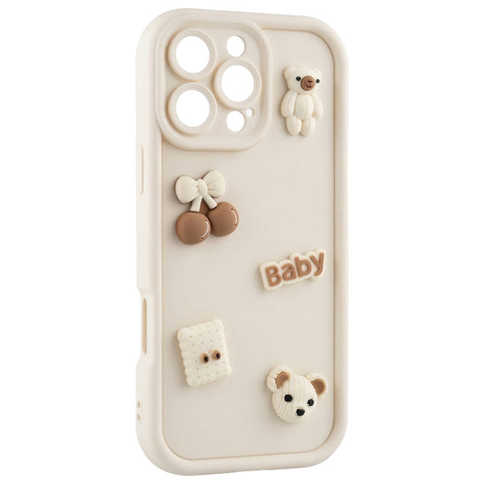 Hülle für Apple iPhone 14, OEM, Ultra Trendy 3D Bär, Beige