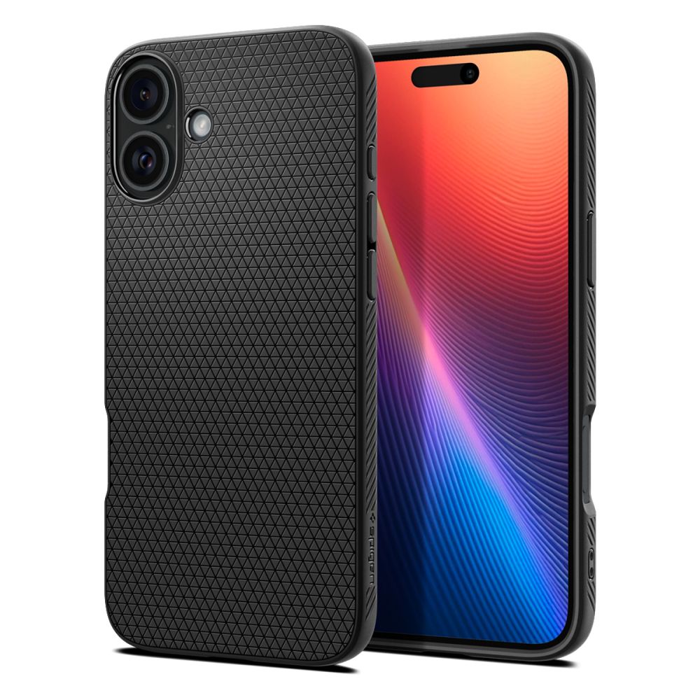 Hülle für Apple iPhone 16, Spigen, Liquid Air, Mattschwarz ACS08194