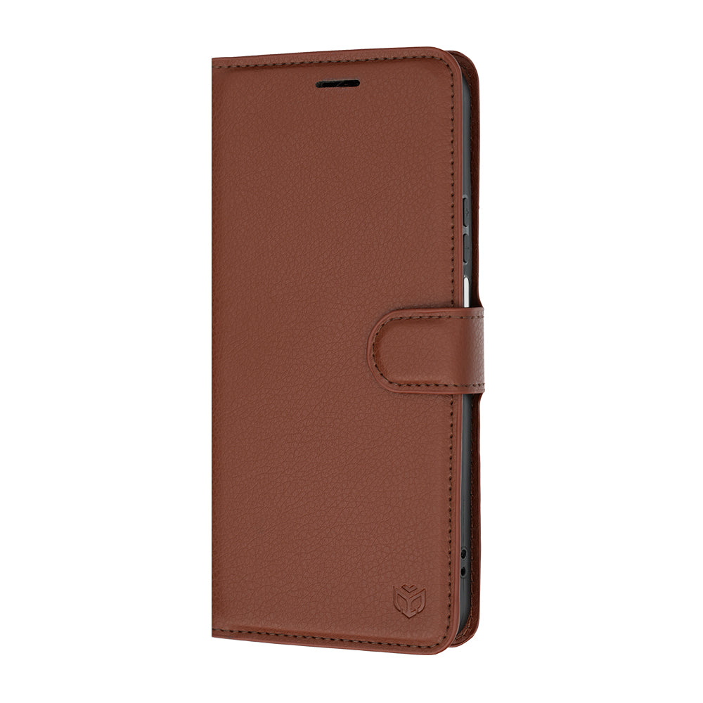 Hülle für Honor 600 Smart, Techsuit, Leder-Folio, Braun