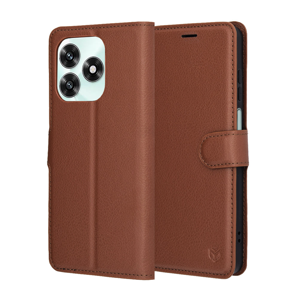 Hülle für Honor X5c Plus, Techsuit, Leder Folio, Braun