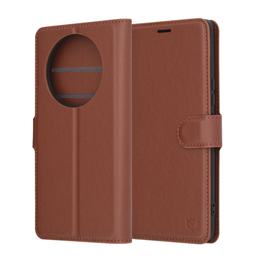 Hülle für Honor X9c / Magic7 Lite, Techsuit, Leder-Folio, Braun