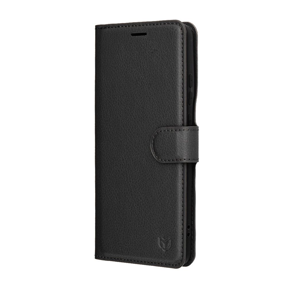 Hülle für Motorola Edge 70, Techsuit, Leather Folio, Schwarz