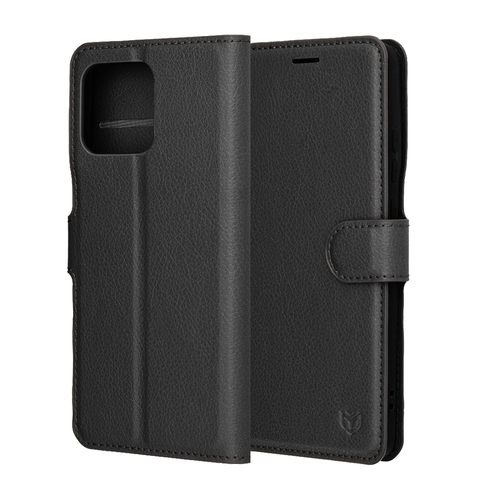 Hülle für Motorola Edge 70, Techsuit, Leather Folio, Schwarz