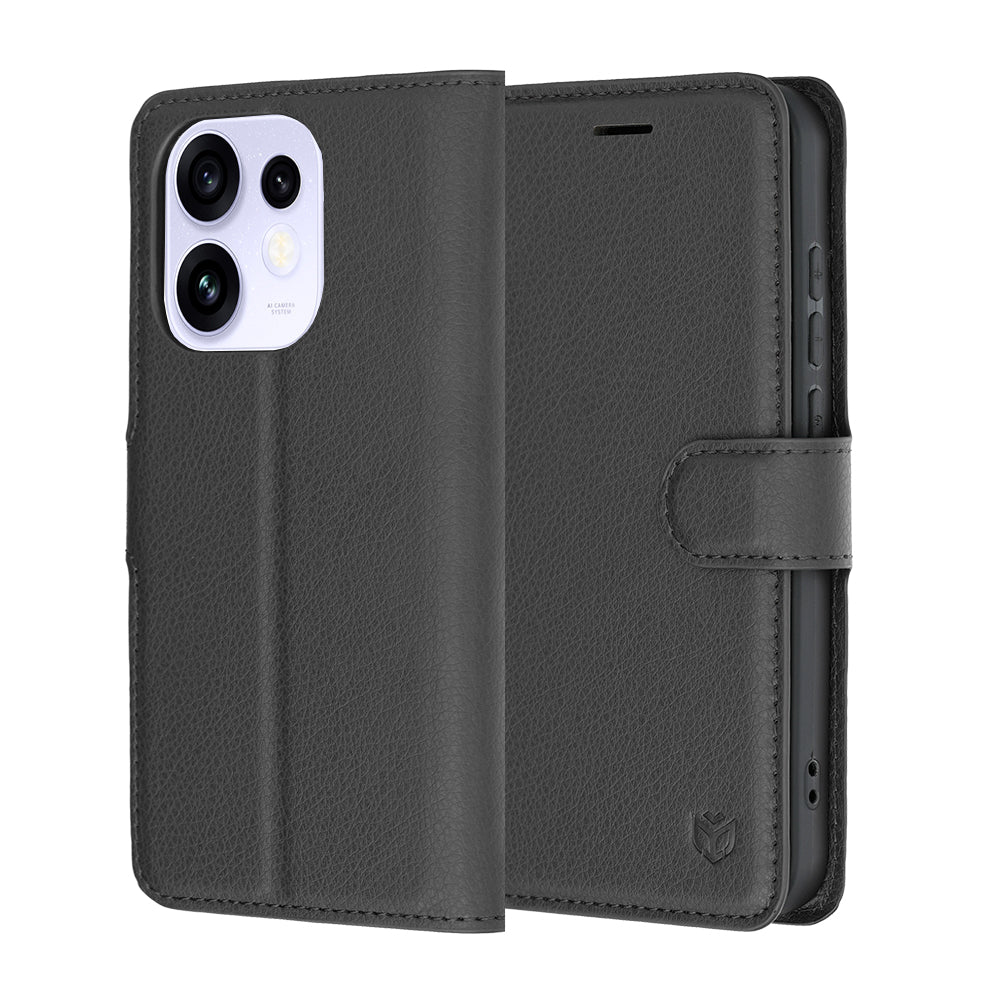 Case for Oppo Reno16 / Reno16 Pro, Techsuit, Leather Folio, Black
