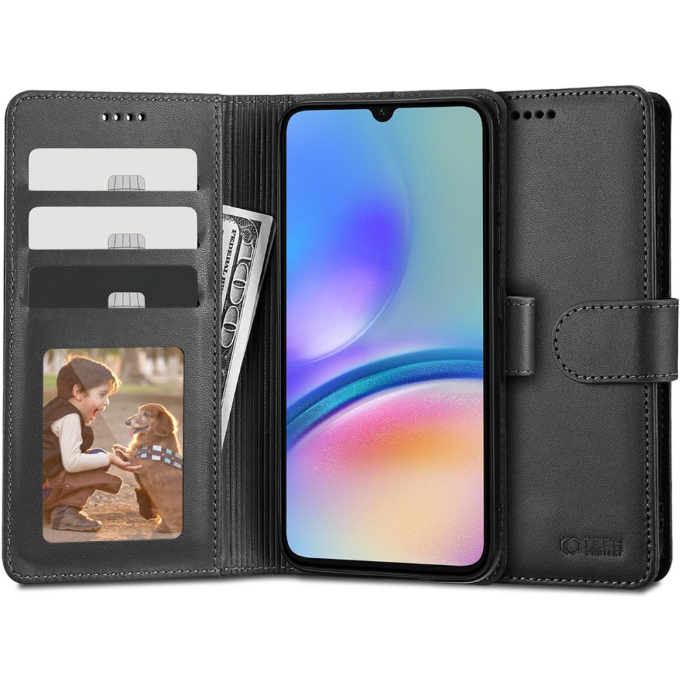 Tasche für Samsung Galaxy A15 5G A156 / A155, Tech-Protect, Wallet, Schwarz