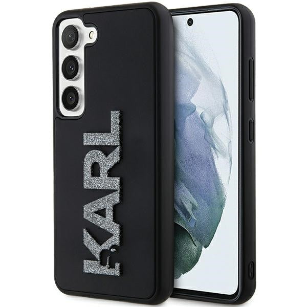 Hülle für Samsung Galaxy S23+ S916, Karl Lagerfeld, 3D Rubber Glitter Logo, Schwarz