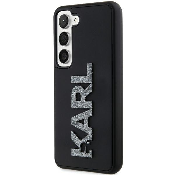 Hülle für Samsung Galaxy S23+ S916, Karl Lagerfeld, 3D Rubber Glitter Logo, Schwarz