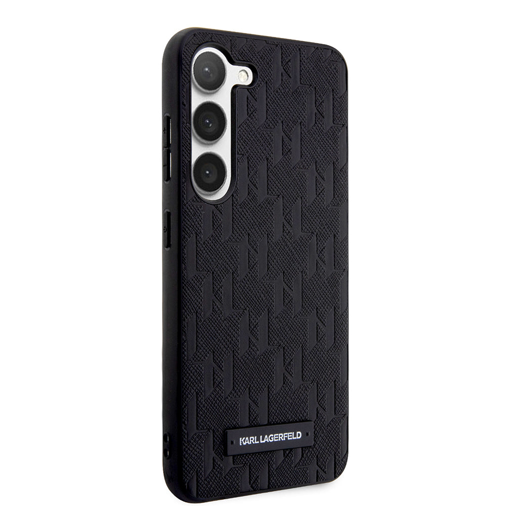 Case for Samsung Galaxy S23+ S916, Karl Lagerfeld, Saffiano Monogram Metal Logo, Black