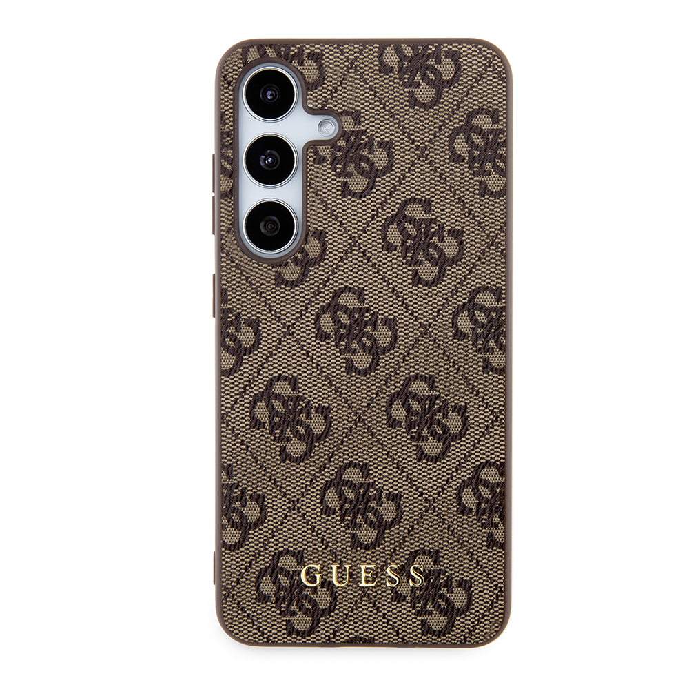 Hülle für Samsung Galaxy S24+ S926, Guess, 4G Metal Gold Logo, Braun
