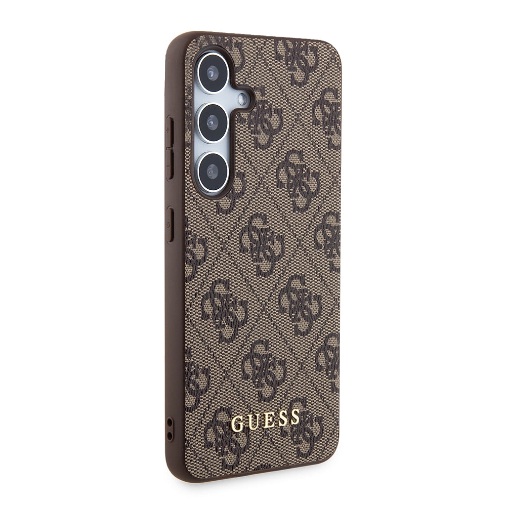 Hülle für Samsung Galaxy S24+ S926, Guess, 4G Metal Gold Logo, Braun