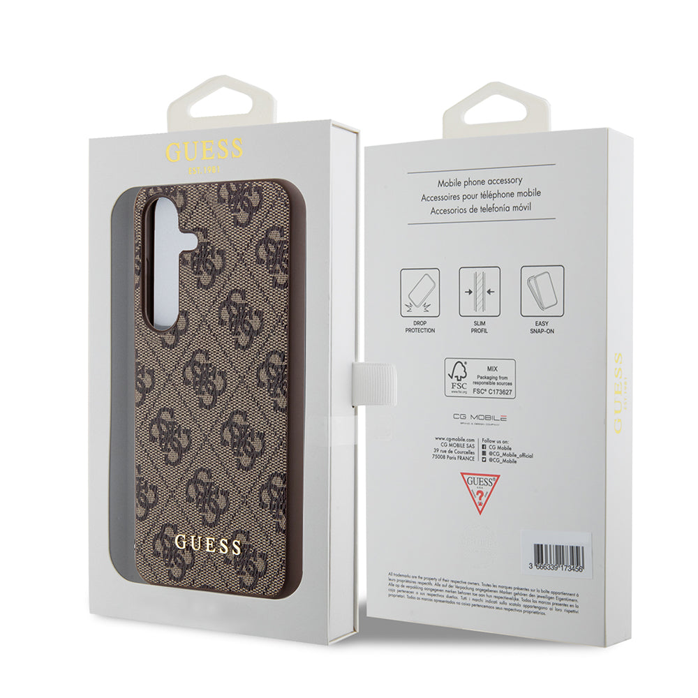 Hülle für Samsung Galaxy S24+ S926, Guess, 4G Metal Gold Logo, Braun