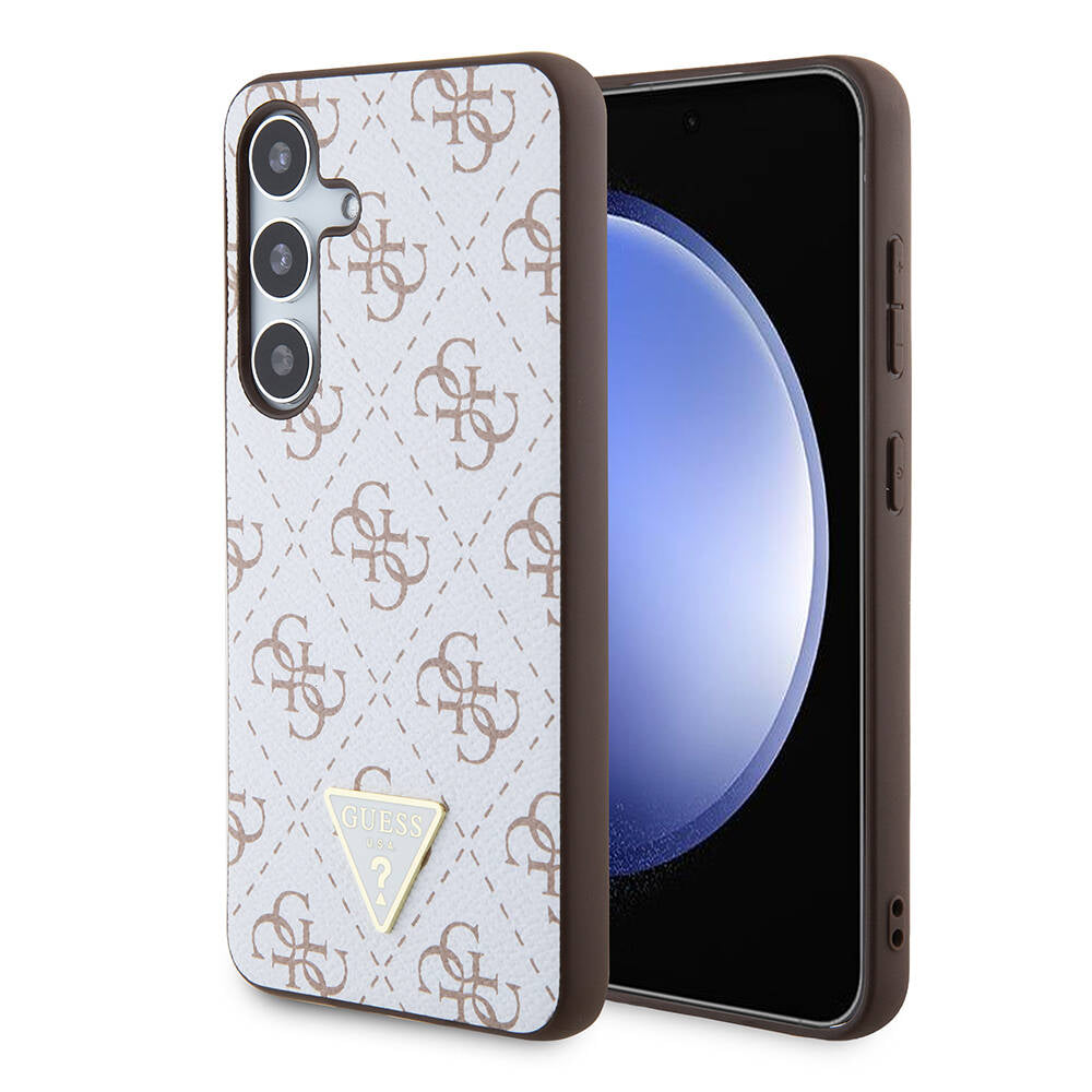 Hülle für Samsung Galaxy S24+ S926, Guess, 4G Triangle Logo, Weiß