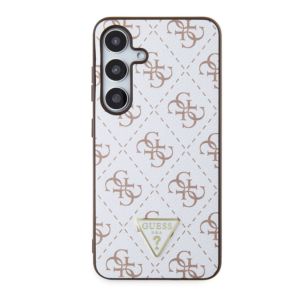Hülle für Samsung Galaxy S24+ S926, Guess, 4G Triangle Logo, Weiß